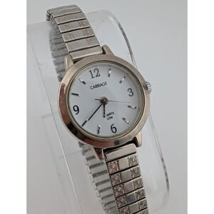 Carriage Women's Quartz Watch Silver Stretch Band 21mm Case New Battery